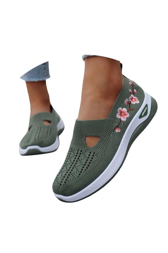 Orthopaedic Shoes Women's Trainers Walking Leisure Summer Non-Slip Shoes Lightweight Arch Support Wide Foot Wide Feet Shoes Breathable Memory Foam Nurse Sports Comfortable Shoes,Green 41(US-9)