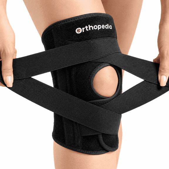 Orthopedia Knee Brace with C-shaped Gel Patella Pad, Black, Large