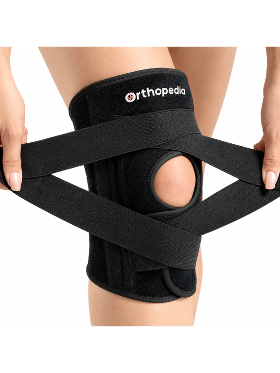 Knee Brace with C-shaped Gel Patella Pad, Black, Medium