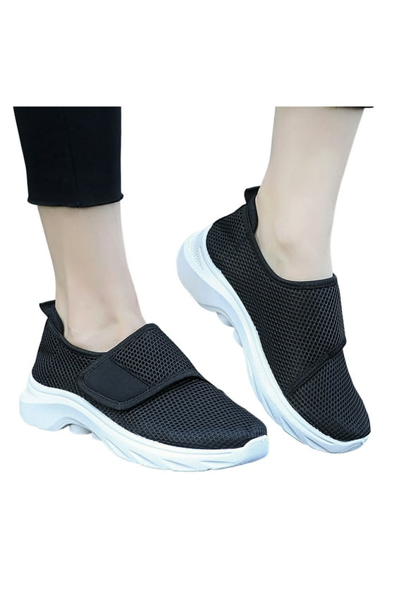 Orthopedic Arch Support Walking Shoes for Women Black Mesh Comfort Breathable Nurse Work Driving Sneakers