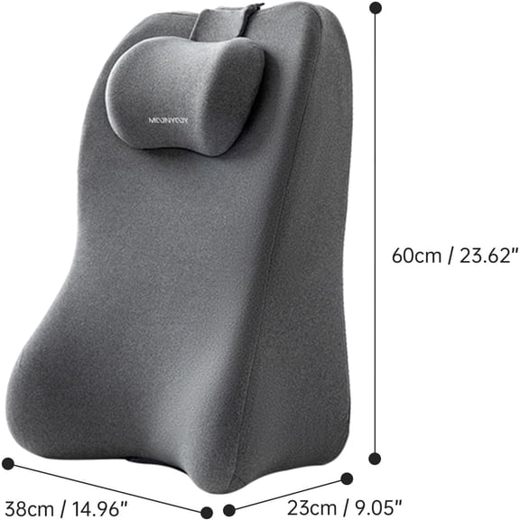 Orthopedic Bed Rest Reading Pillow & Leg Elevation Cushion - Memory Foam Back Support for Sitting Up in Bed, Post Surgery Recovery & Acid Reflux Relief, Washable Cover, Gray