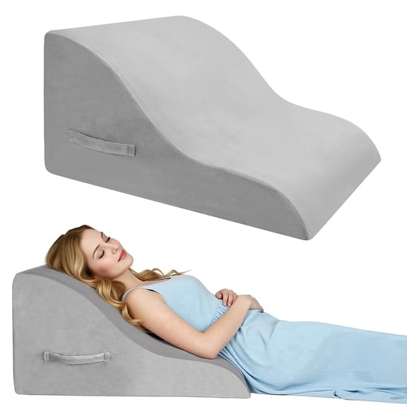 Orthopedic Bed Wedge Pillows, Soft Foam Triangle Pillow 12&24 Inches Height for Acid Reflux Relief, After Surgery, Ergonomic Incline Reading Pillow for Sleeping, Back Leg Pain Relief, Grey