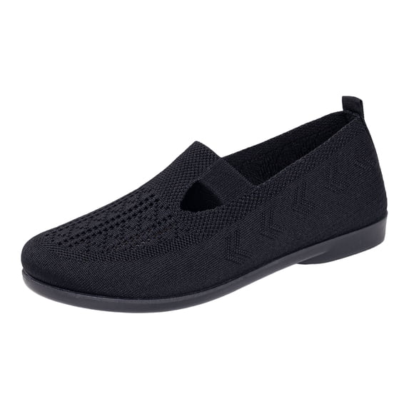 Orthopedic Casual Shoes for Women Tennis Shoes Wide Width Non Slip Slip on Business Casual Shoes Knitted Mesh Stretch Soft 2026 New Foam Shoes Black 36