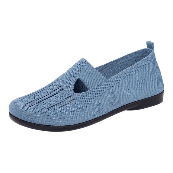 Orthopedic Casual Shoes for Women Tennis Shoes Wide Width Non Slip Slip on Business Casual Shoes Knitted Mesh Stretch Soft 2026 New Foam Shoes Blue 36