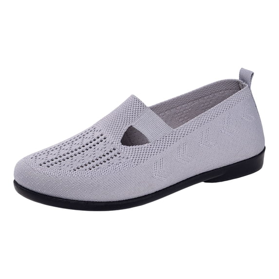 Orthopedic Casual Shoes for Women Tennis Shoes Wide Width Non Slip Slip on Business Casual Shoes Knitted Mesh Stretch Soft 2026 New Foam Shoes Gray 38