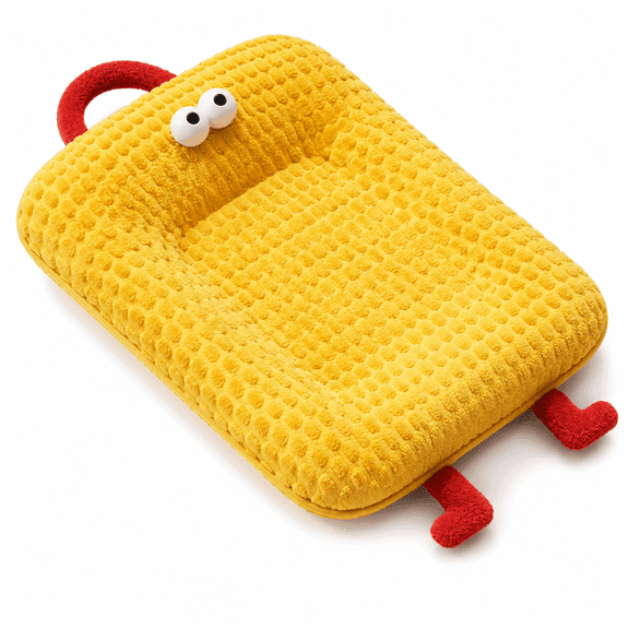 Orthopedic Cat Bed for Indoor Cats, Ultra Soft Plush Calming Pet Bed with Raised Edge Support, Non Slip Washable Pet Cushion, Yellow,17.7 x 13.8 in