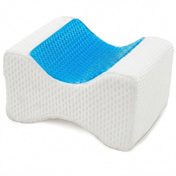 Orthopedic Cooling Gel & Memory Foam Knee Pillow - Leg Support Wedge, Lumbar & Spine Alignment for Side Sleepers - Washable Soft Cover