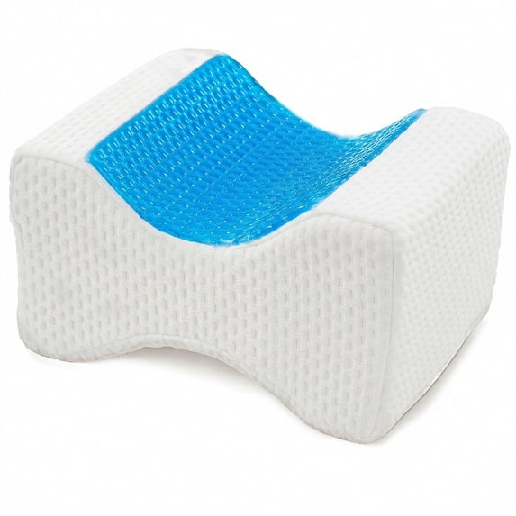 Orthopedic Cooling Gel & Memory Foam Knee Pillow - Leg Support Wedge, Lumbar & Spine Alignment for Side Sleepers - Washable Soft Cover