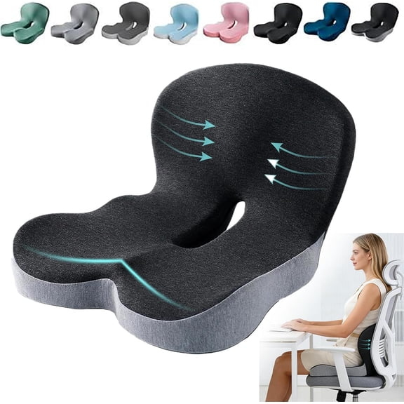 Orthopedic Cushion,Ergonomic Memory Foam L-Shaped Integrated Seat Cushions with Adjustable Strap,Ultra Breathable Non-Slip Design for Office Chair,Car,Wheelchair