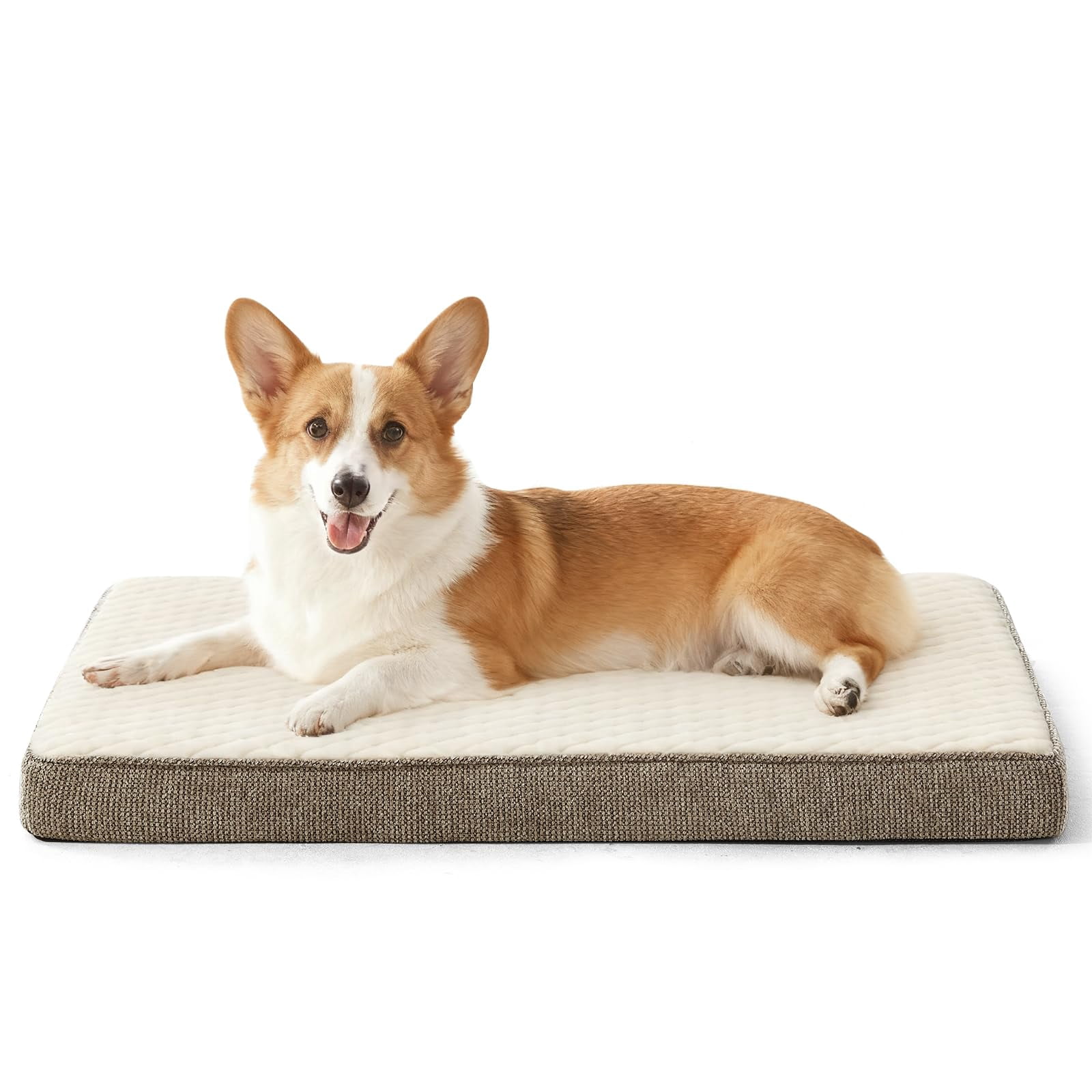Orthopedic Dog Bed Beige-M(29"x18") Crate-Sized Egg Memory Foam Pet Bed