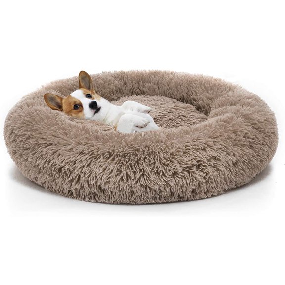 Orthopedic Dog Bed Comfortable Donut Cuddler Round Pet Beds Ultra Soft Washable Dog and Cat Cushion (20''/23''/30'') (23'', Brown)