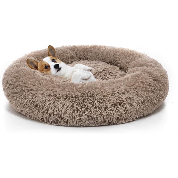 Orthopedic Dog Bed Comfortable Donut Cuddler Round Pet Beds Ultra Soft Washable Dog and Cat Cushion (20''/23''/30'') (23'', Brown)