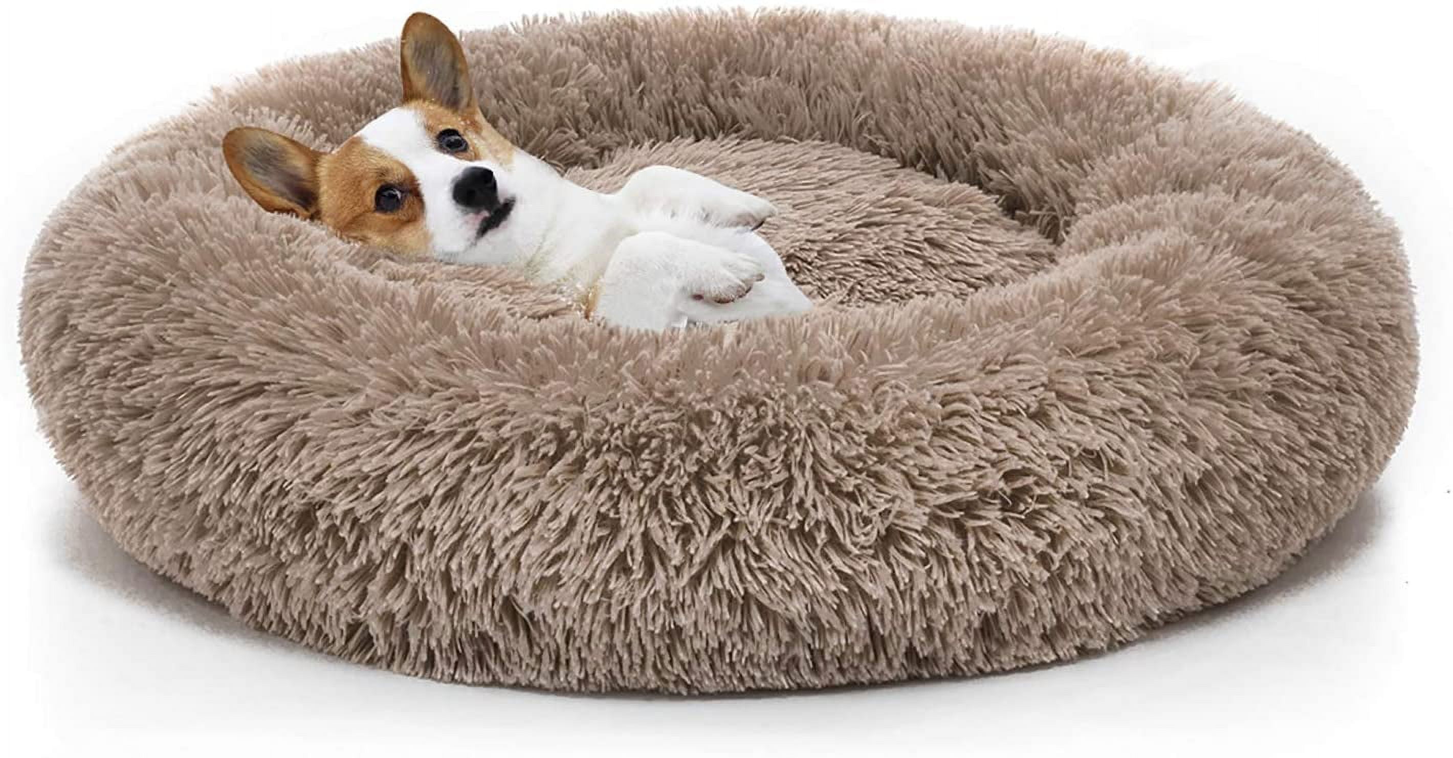 Orthopedic Dog Bed Comfortable Donut Cuddler Round Pet Beds Ultra Soft Washable Dog and Cat Cushion (20''/23''/30'') (23'', Brown)