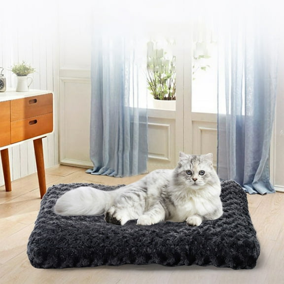 Orthopedic Dog Bed Crate Mat Foam Mattress, Anti-Anxiety Pet Cushion with Non-Slip Bottom, Soft Plush Sleeping Pad for Joint Pain Relief, Machine Washable Kennel Pad for Small Medium Dogs Cats