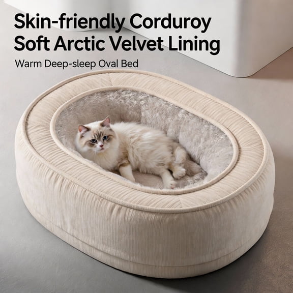 Orthopedic Dog Bed for Dogs & Cats, 28IN Egg-Crate Memory Foam Pet Couch Faux Rabbit Fur Bed with Bolstered Sides, Waterproof, Removable Washable Cover & Non-Slip Bottom