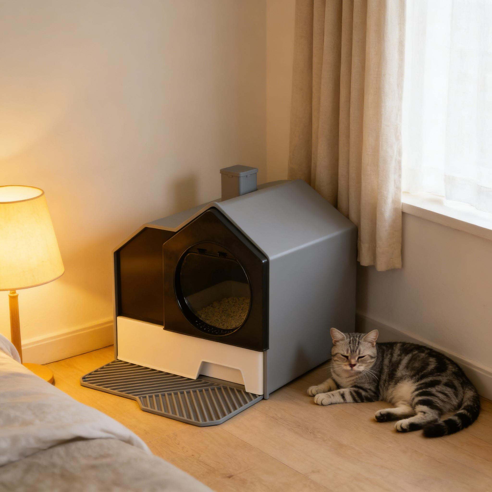 Orthopedic Dog Bed, Easy to Clean Cat Litter Box,Hooded Cat Litter Box, Black+ Gray,White Dog Bed,Abs,Polypropylene Cat Bed, Pet Supplies Pet Beds & Furniture