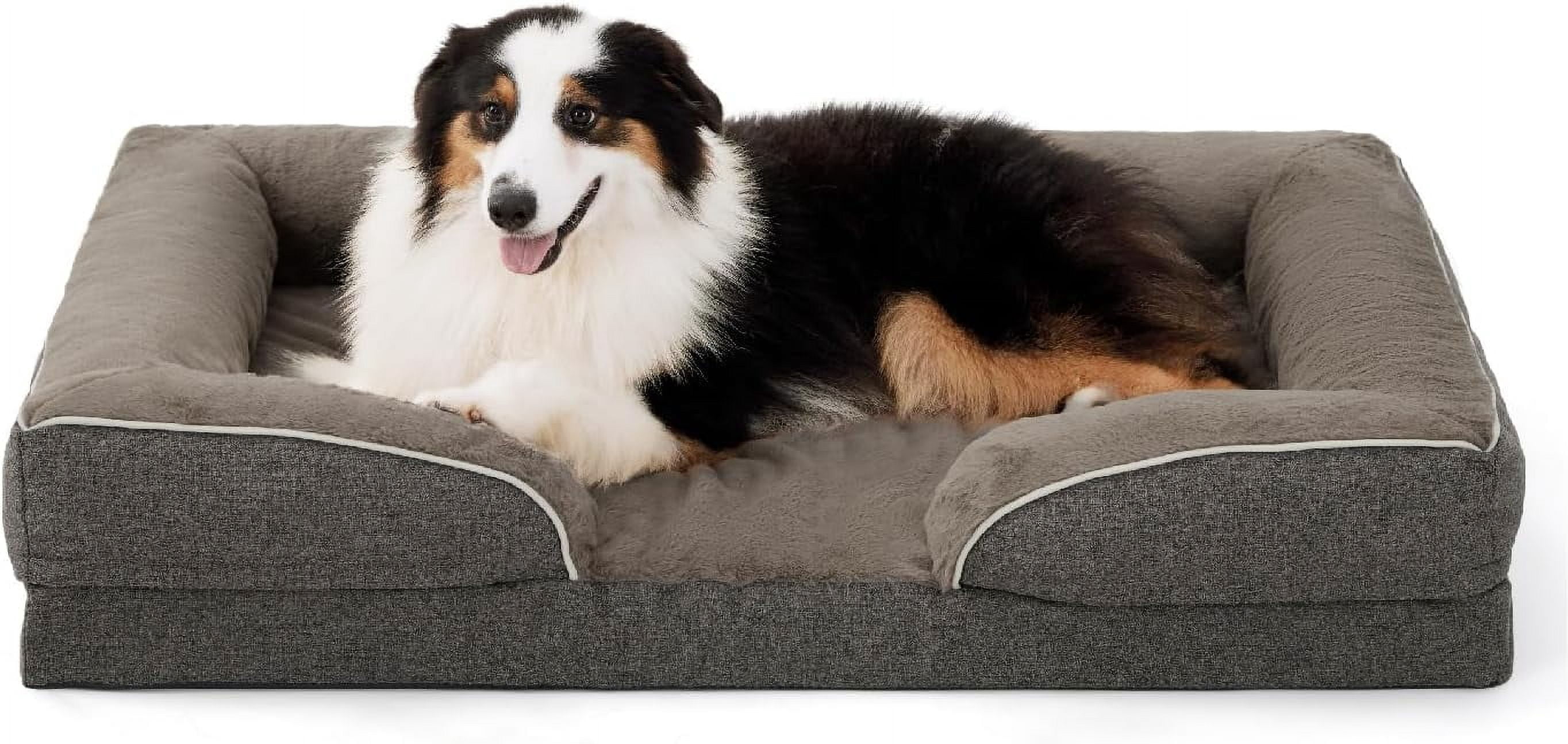 Orthopedic Dog Bed for Extra Large Dogs, Supportive Foam XL Pet Bed Sofa with Washable Removable Cover, Waterproof Large Dog Couch Bed, Non-Slip Bottom and Egg-Crate Foam, Brown