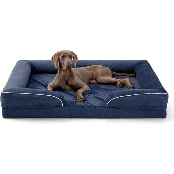 Orthopedic Dog Bed for Extra Large Dogs, Supportive Foam XL Pet Bed Sofa with Washable Removable Cover, Waterproof Large Dog Couch Bed, Non-Slip Bottom and Egg-Crate Foam, Grey