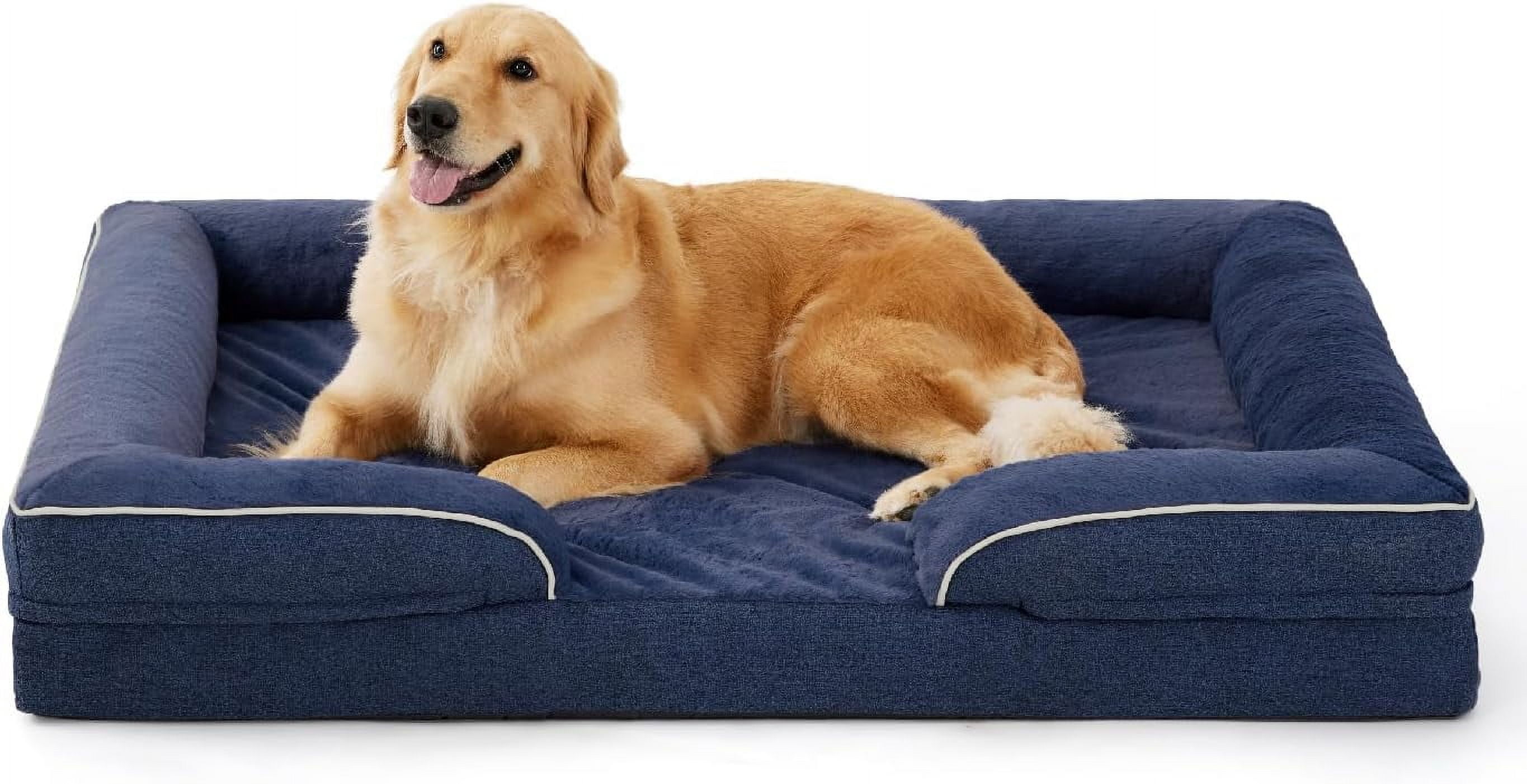 Orthopedic Dog Bed for Extra Large Dogs, Supportive Foam XL Pet Bed Sofa with Washable Removable Cover, Waterproof Large Dog Couch Bed, Non-Slip Bottom and Egg-Crate Foam, Grey