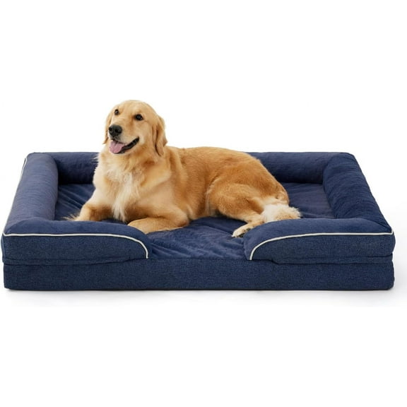 Orthopedic Dog Bed for Extra Large Dogs, Supportive Foam XL Pet Bed Sofa with Washable Removable Cover, Waterproof Large Dog Couch Bed, Non-Slip Bottom and Egg-Crate Foam, Grey