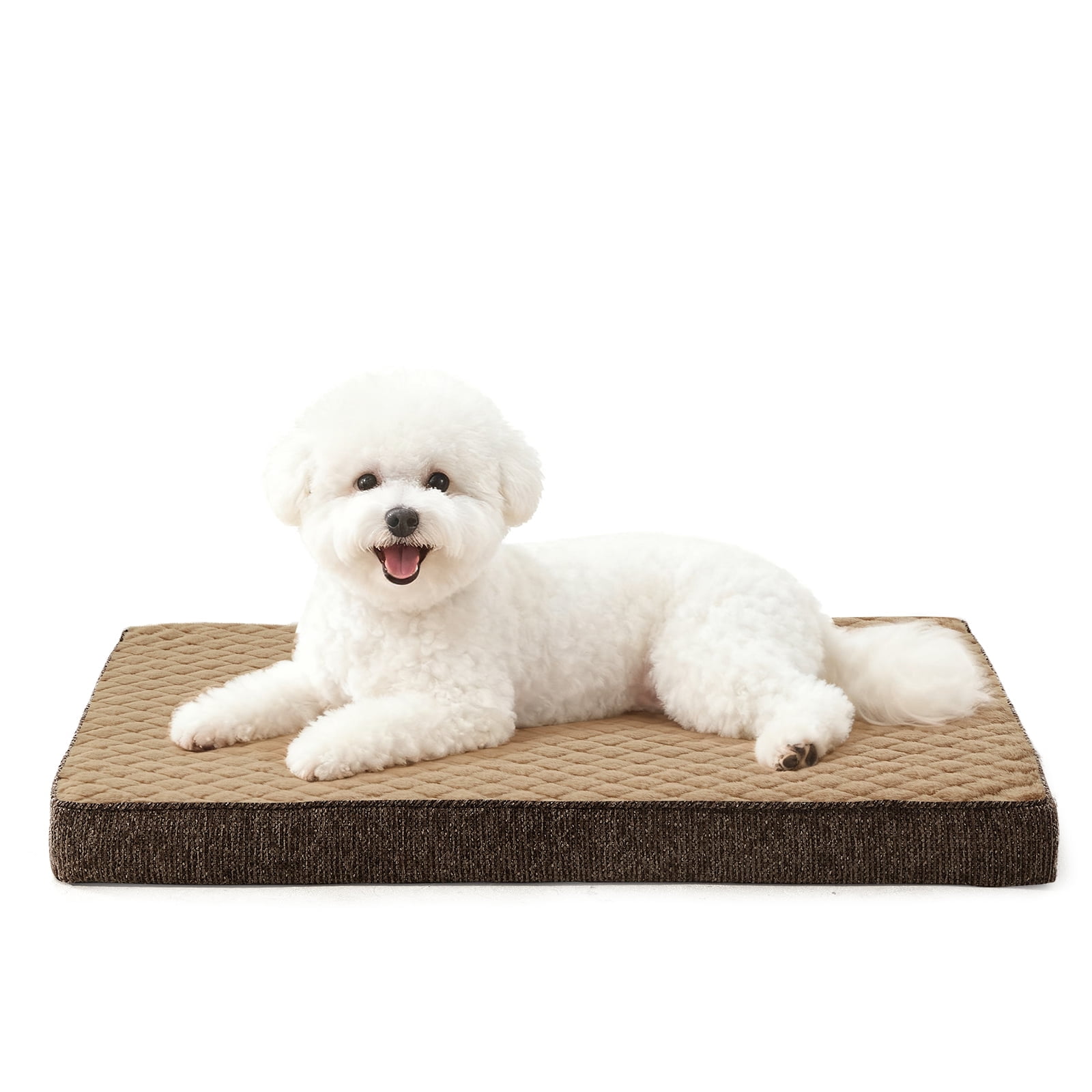 Orthopedic Dog Beds, Medium Dog Beds, Waterproof Removable Washable Cover, Thick Memory Foam Pet Mattress with Egg Crate Foam, Supports Up to 35 lbs, Brown, 30"x18"x3.5"