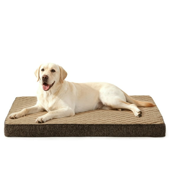 Orthopedic Dog Beds, Extra Large Dog Beds, Waterproof Removable Washable Cover, Thick Memory Foam Pet Mattress with Egg Crate Foam, Supports Up to 80 lbs, Brown, 41"x27"x3.5"