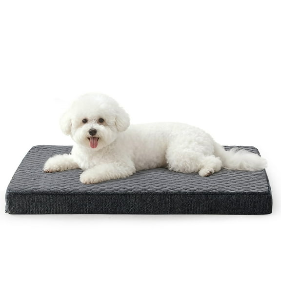 Orthopedic Dog Beds, Medium Dog Beds, Waterproof Removable Washable Cover, Thick Memory Foam Pet Mattress with Egg Crate Foam, Supports Up to 35 lbs, Gray, 30"x18"x3.5"