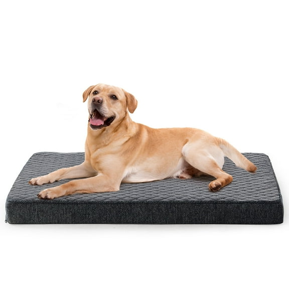 Orthopedic Dog Beds, Extra Large Dog Beds, Waterproof Removable Washable Cover, Thick Memory Foam Pet Mattress with Egg Crate Foam, Supports Up to 80 lbs, Gray, 41"x27"x3.5"
