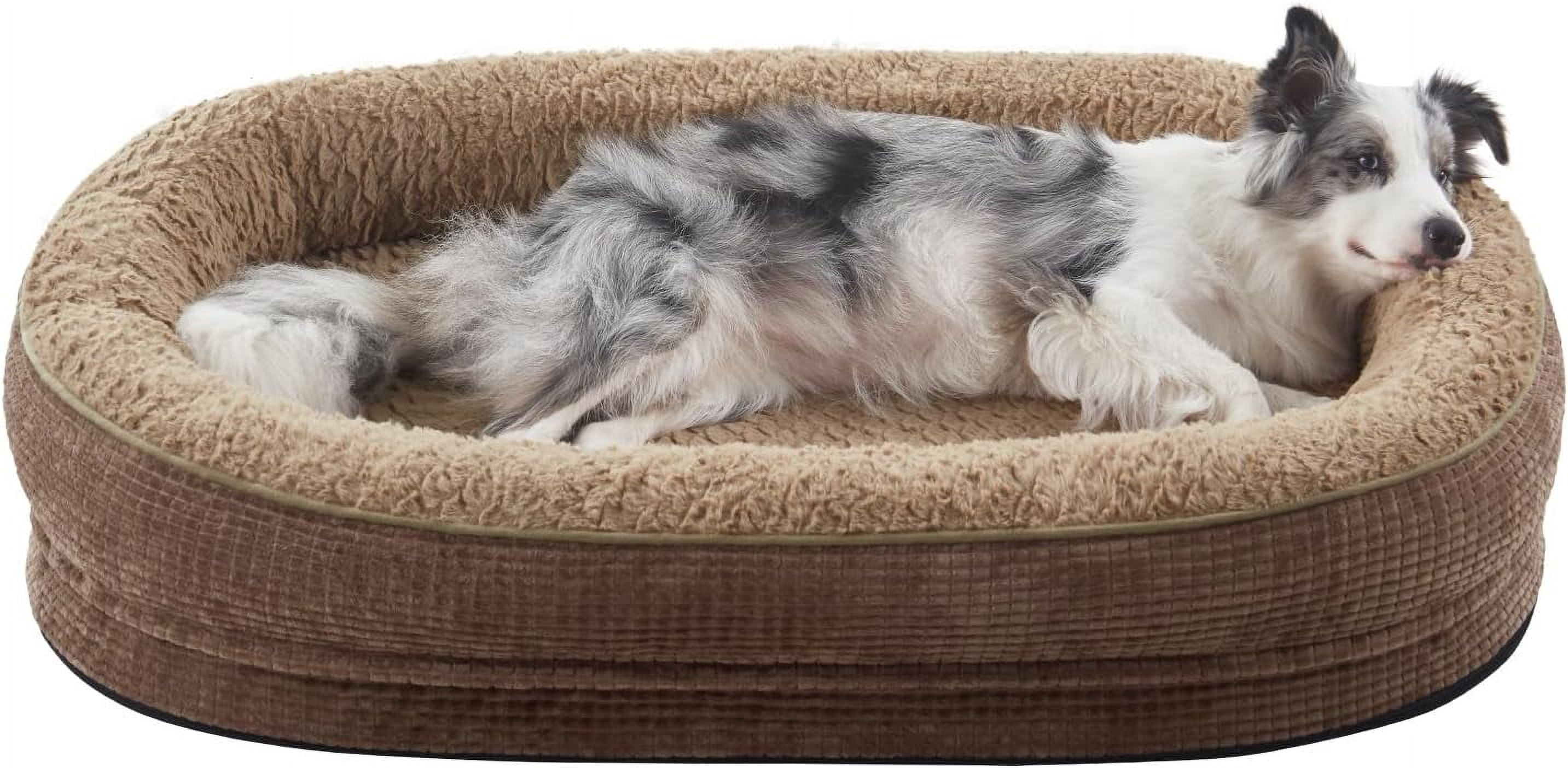 Orthopedic Dog Bed for Large Dogs, Egg-Crate Memory Foam Pet Bed with Bolster Sides, Waterproof Lining, Removable Washable Cover & Non-Slip Bottom, Brown