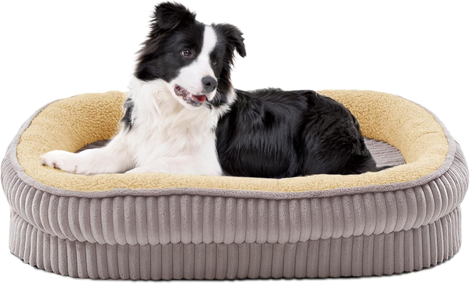 Orthopedic Dog Bed for Medium Dogs Breeds, High Density Egg Crate Foam Dog Sofa Beds,Oval Kennel Bed, Pet Couch Bed with Four Sided Bolster, Removable Washable Cover& Non-Slip Bottom