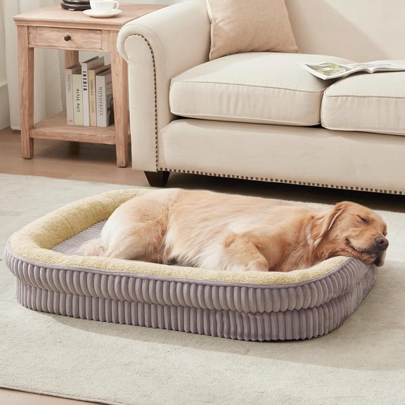 Orthopedic Dog Bed for Medium Dogs Breeds, High Density Egg Crate Foam Dog Sofa Beds,Oval Kennel Bed, Pet Couch Bed with Four Sided Bolster, Removable Washable Cover& Non-Slip Bottom