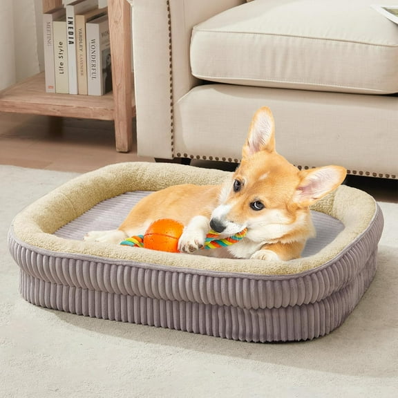 Orthopedic Dog Bed for Medium Dogs Breeds, High Density Egg Crate Foam Dog Sofa Beds,Oval Kennel Bed, Pet Couch Bed with Four Sided Bolster, Removable Washable Cover& Non-Slip Bottom