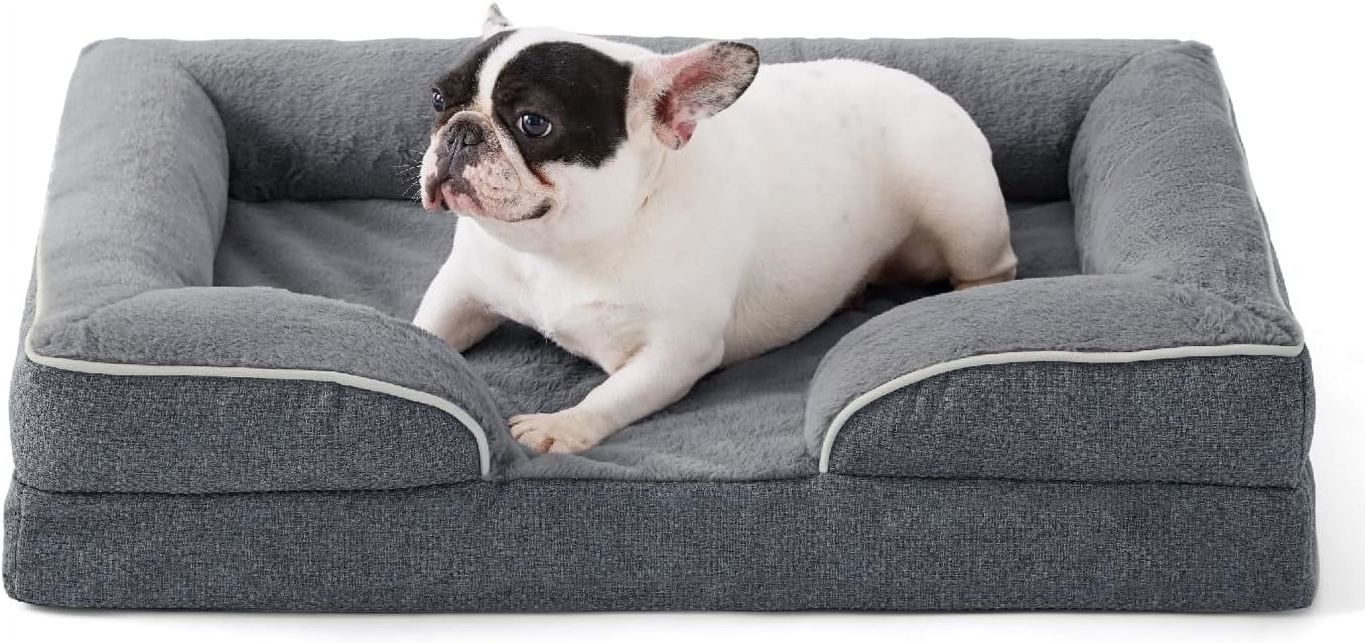Orthopedic Dog Bed for Medium Dogs, Supportive Foam Medium Pet Bed Sofa with Washable Removable Cover, Waterproof Dog Couch Bed, Non-Slip Bottom and Egg-Crate Foam, Grey