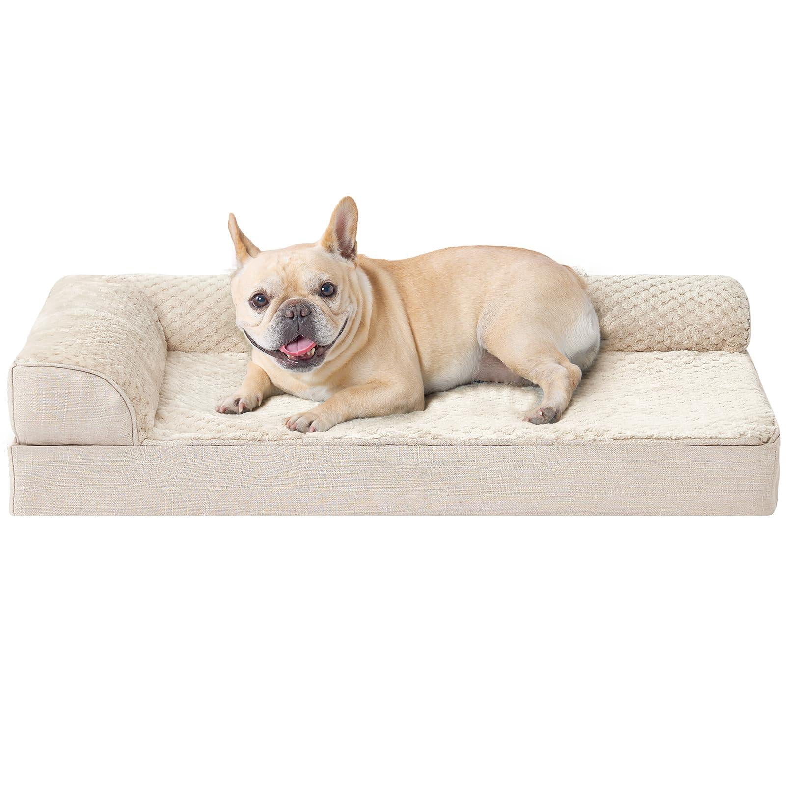Orthopedic Dog Bed, Memory Foam, Washable Removable Cover, Waterproof, Beige, 30.0"L x 20.0"W x 6"Th