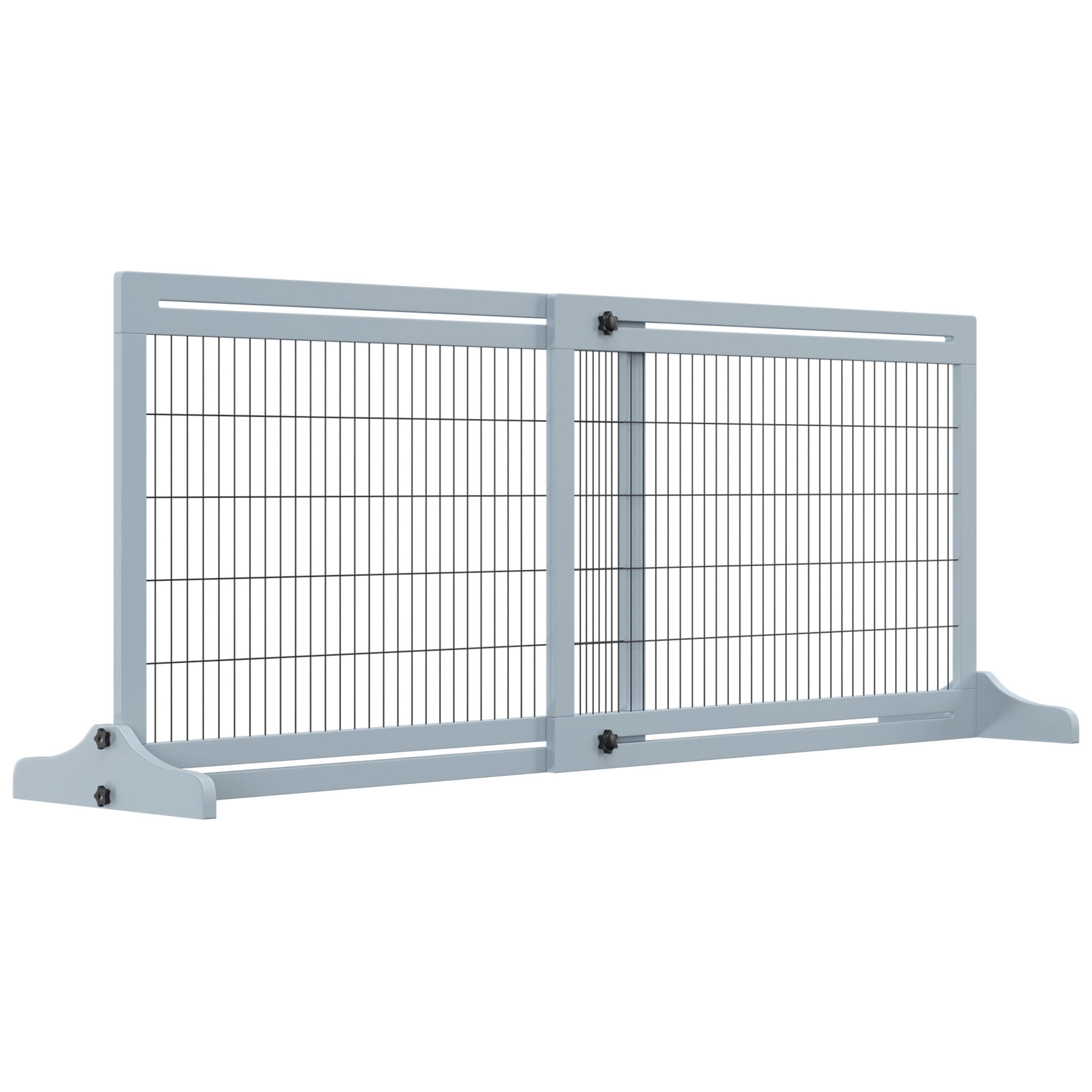 Orthopedic Dog Bed, PawHut 72" W x 27.25" H Extra Wide Freestanding Pet Gate with Adjustable Length Dog, Cat, Barrier for House, Doorway, Hallway, Blue-grey, Gray Dog Bed,Wood Cat Bed