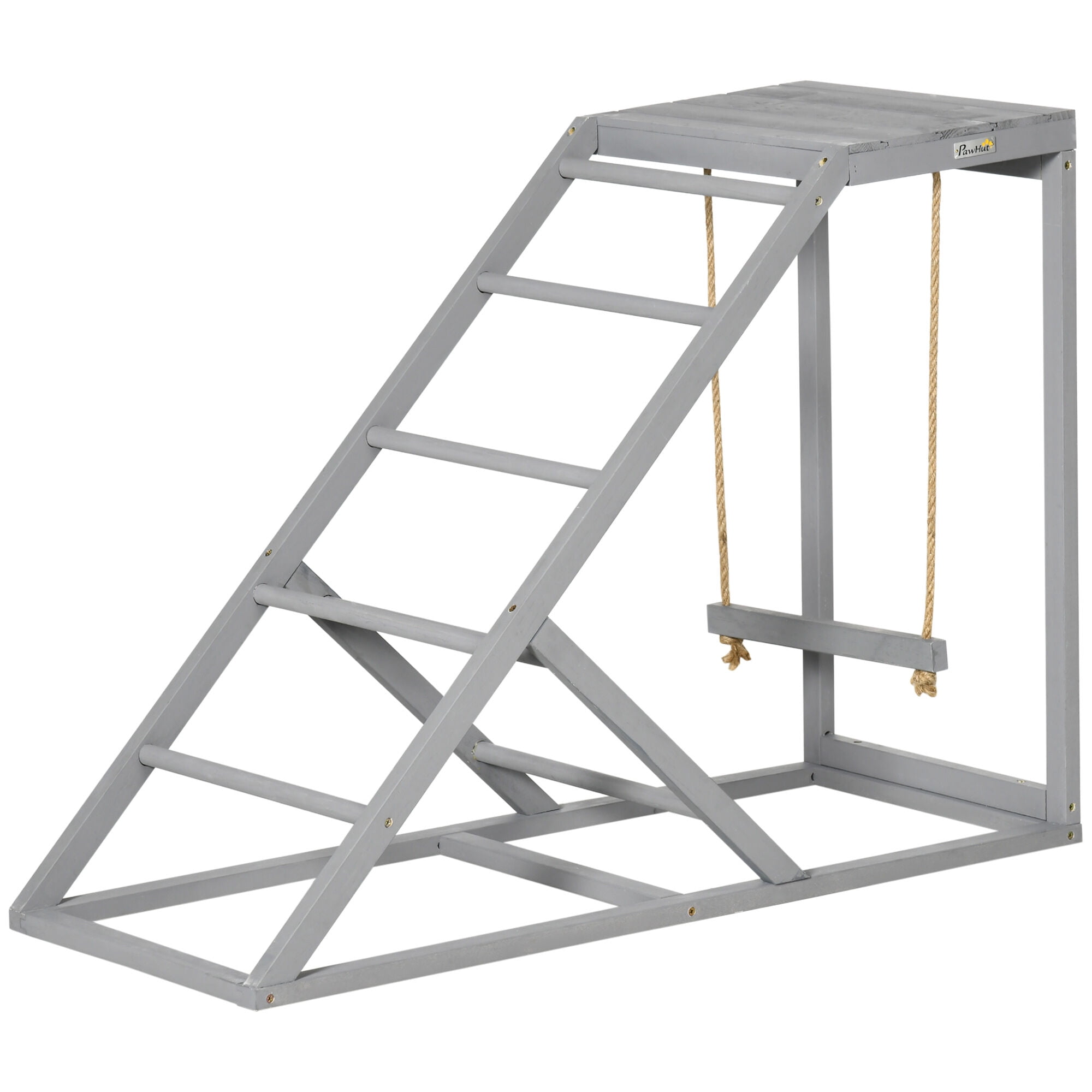 Orthopedic Dog Bed, PawHut Chicken Activity Play for Healthy & Happy Animals, Swing Set with Chicken Perches & Hen Ladder, Chicken Coop Toy, Gray, Gray Dog Bed,Wood Cat Bed