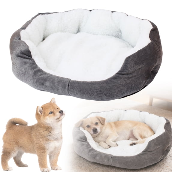 Orthopedic Dog Bed for Small Medium Dogs, Plush Pet Bed Cozy Puppy Bed Washable Cat Bed Soft Warm Cushion Dog Beds Indoor Cute Dog Bed Gray 17.7x15.7x4.3 in