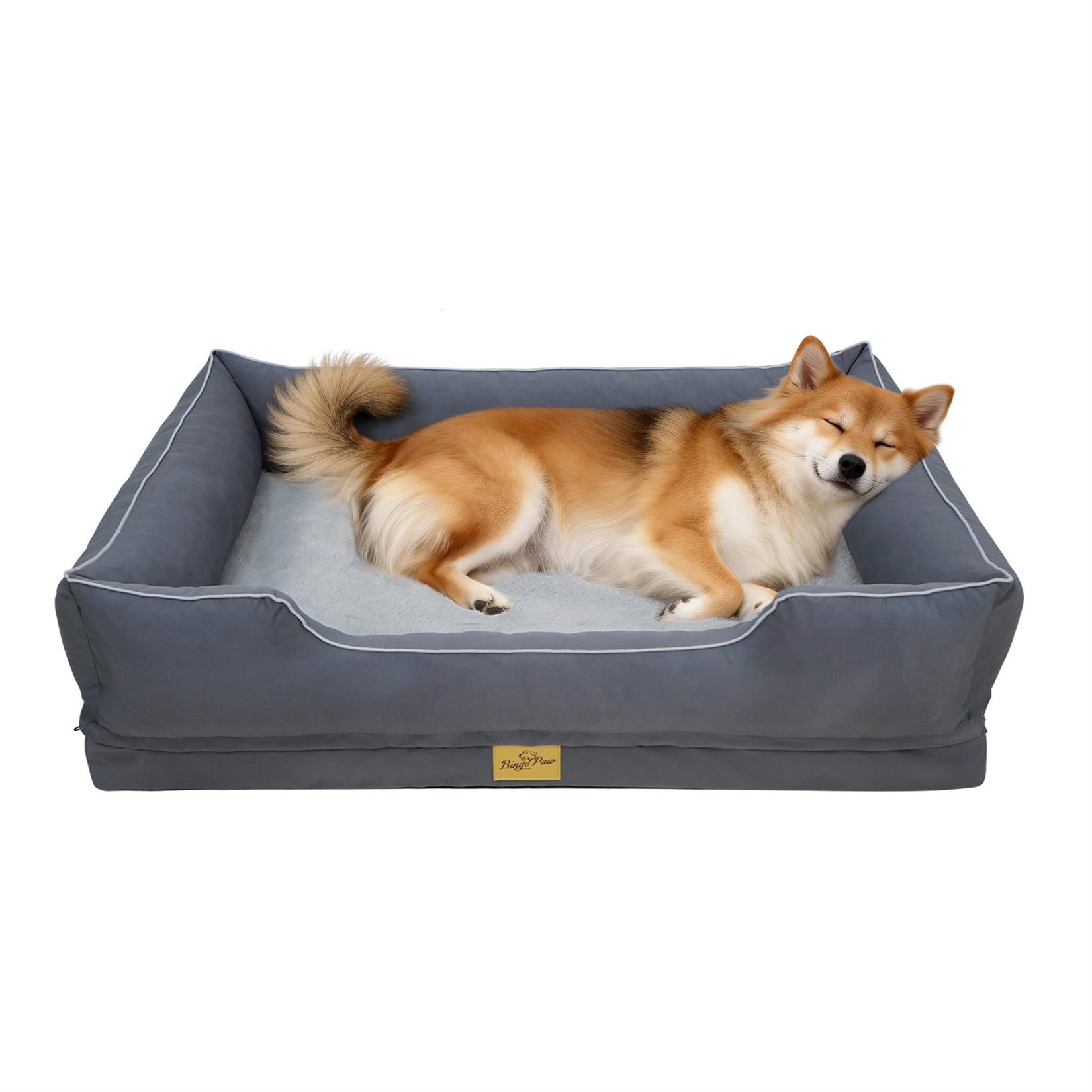 Orthopedic Dog Bed Sofa Bed with Bolster Pet Couch Lounger Bed Waterproof with Washable Removable Cover L