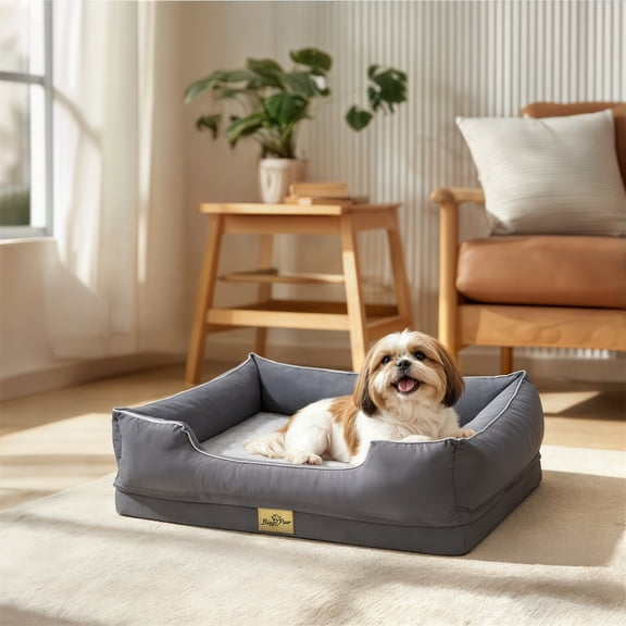 Orthopedic Dog Bed Sofa Bed with Bolster Pet Couch Lounger Bed Waterproof with Washable Removable Cover