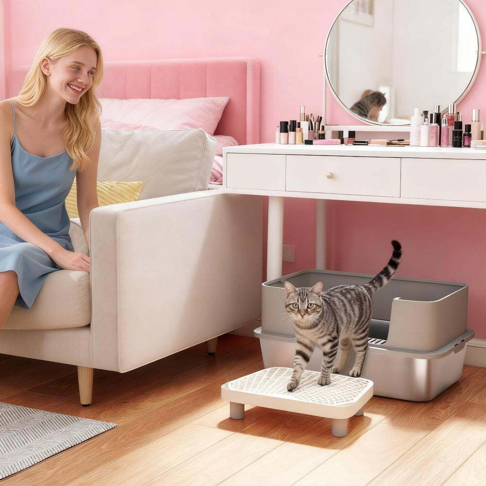 Orthopedic Dog Bed, Stainless Steel Cat Litter Box with High Sides, Metal Cat Litter Box with Scoop, Gray Dog Bed,Polypropylene,Stainless Steel Cat Bed, Pet Supplies Pet Beds & Furniture