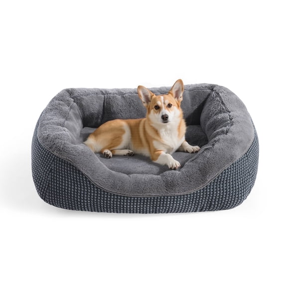Small Dog Beds Washable, Puppy Beds for Small Dogs, Cat Beds for Indoor Cats, Rectangle Pet Beds with Anti Slip Bottom, Gray, 20"×19"×6"