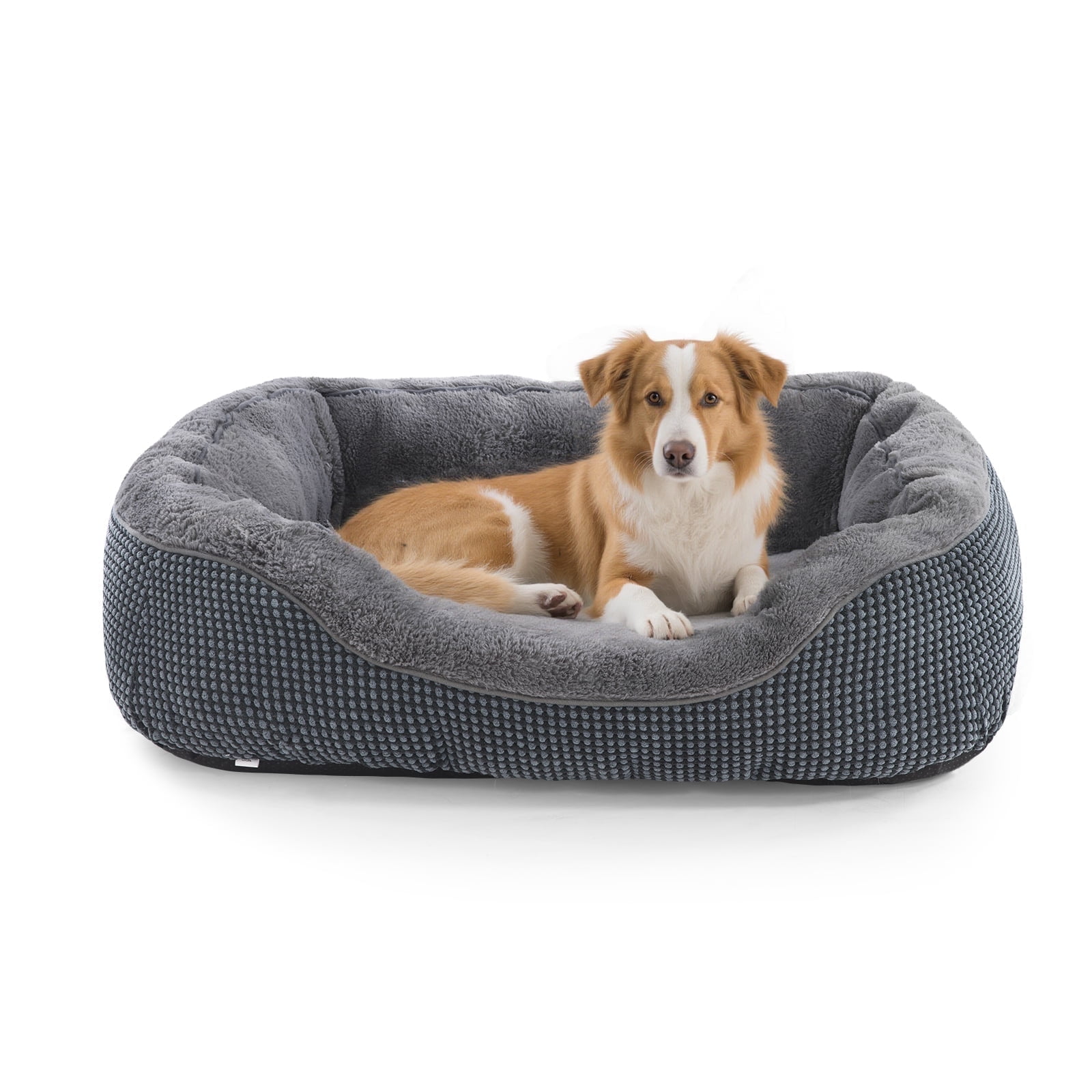 Orthopedic Dog Bed, Warming Soft Calming Sleeping Puppy Bed Durable Pet Bed with Anti-Slip Bottom, Cat Beds for Indoor Cats Washable, Navy blue, 30in