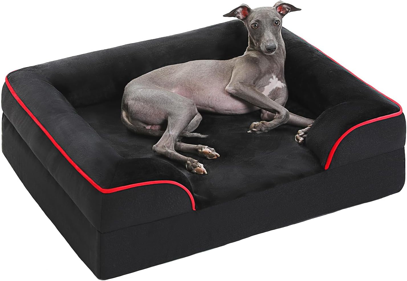 Orthopedic Dog Bed, Washable Medium Dog Bed for Medium Dogs with Supportive Foam,2-Layer Waterproof Cover and Non-Slip Bottom for Small, Medium and Large Dog-Black, Medium