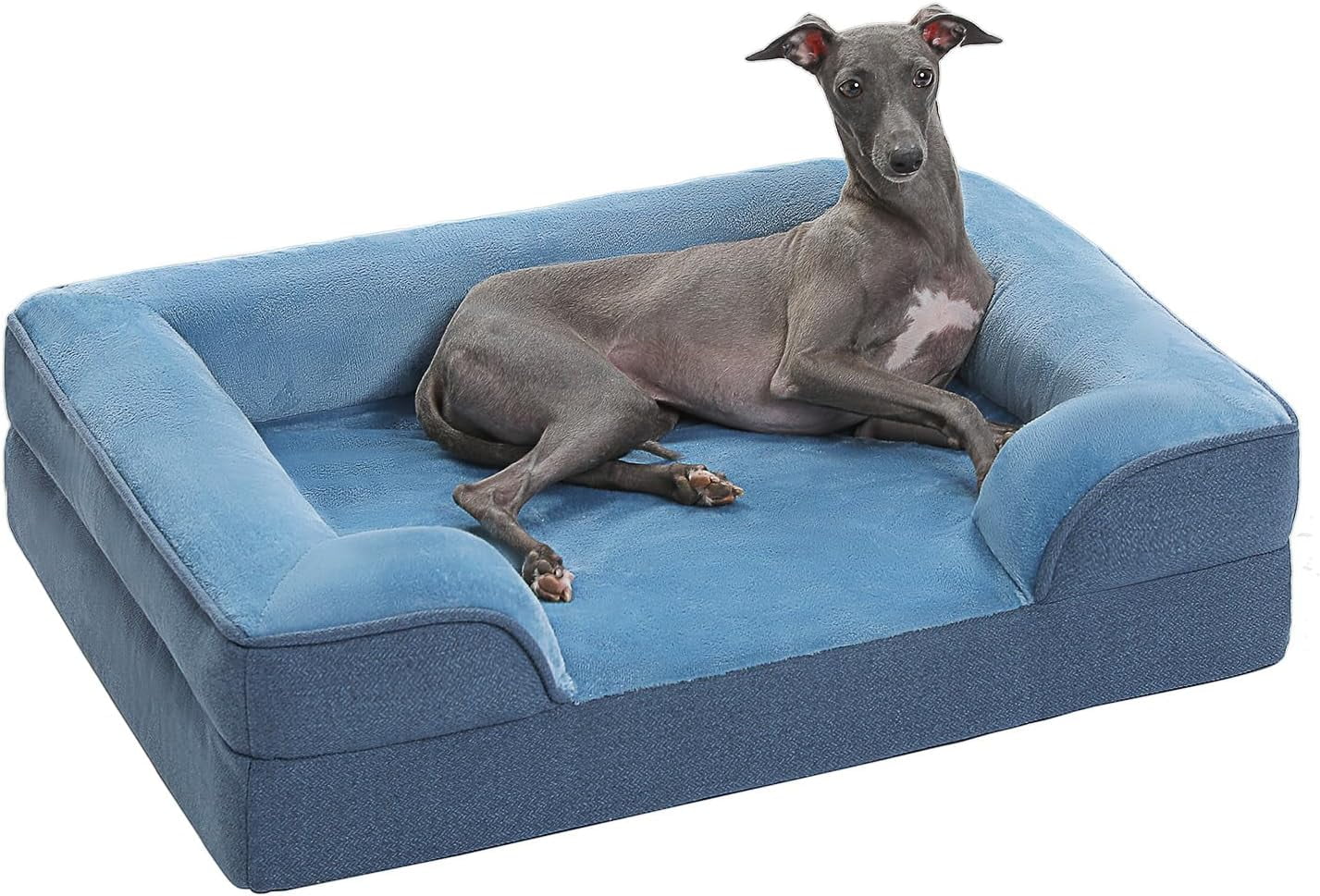 Orthopedic Dog Bed, Waterproof Medium Dog Bed for Dogs with Supportive Foam,2-Layer Waterproof Cover and Non-Slip Bottom for Small, Medium and Large Dog-Blue Medium