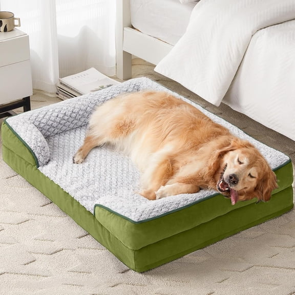 Orthopedic Dog Bed for Large Dogs, Egg Crate Foam Bed for Large Dogs, Equipped with Removable Waterproof Pillow Cover and Anti-Slip Bottom, Pet Bed