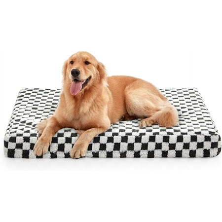 Orthopedic Dog Bed for Large Dogs, Memory Foam Pet Bed with Removable Washable Cover, Cozy Plush Crate Mat, 47×29", Grey