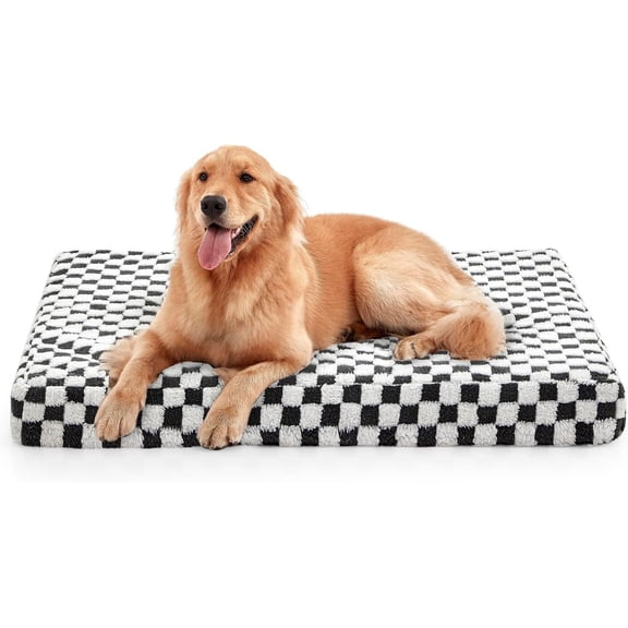 Orthopedic Dog Bed for Large Dogs, Memory Foam Pet Bed with Removable Washable Cover, Cozy Plush Crate Mat, 47×29", Grey
