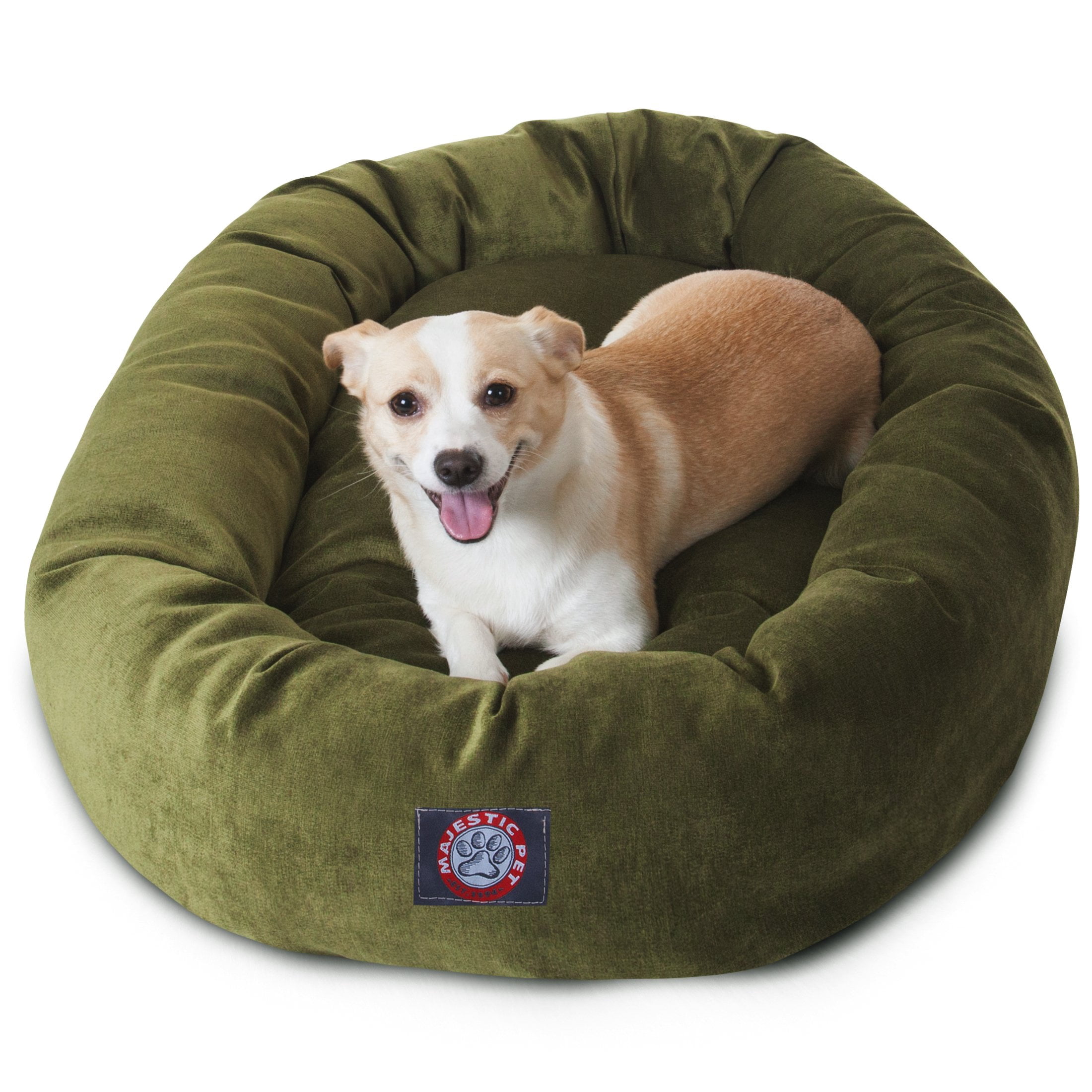 Orthopedic Dog Bed for Medium Dogs 32x23x7 Inch, Shredded Memory Foam Pet Bed with Head Support, Washable Donut Design for Joint Relief, Fern Green