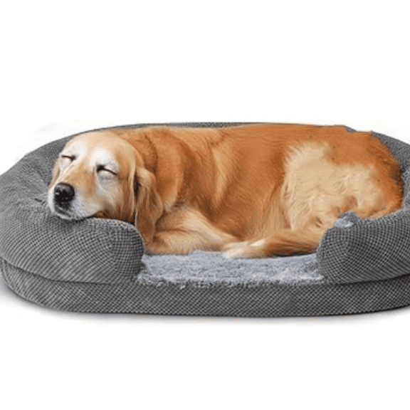 Orthopedic Dog Bed for Medium Dogs, Oval Dog Couch Bed with Sides Soft Calming Sleeping Puppy Bed Durable Pet Cuddler with Anti-Slip Bottom, M