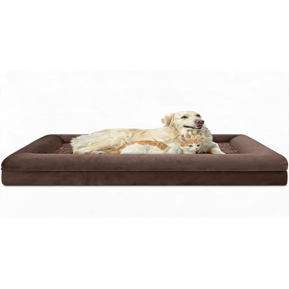 Orthopedic Dog Bed with Waterproof Liner and Non-Slip Bottom Egg Crate Foam Machine Washable Cover 41 x 29 Inch Brown